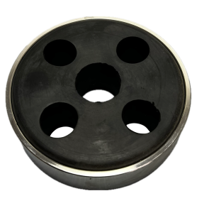 Rubber gimbal for BMW R12 with steel sleeve and chrome-plated edge